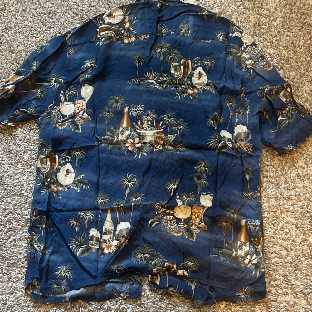 Blue Tropical Print Men's Shirt - Picture 3 of 4